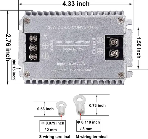 Vista 4 de Convertidor de voltaje de alta eficiencia CC a CC 8-36V a 12V 10A 120W Convertidor Buck-Boost DIY Fuente de alimentación Transformador