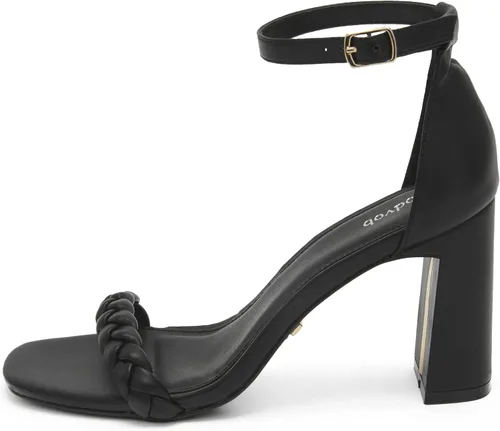 Vista 2 de vodvob Sandalias de tacón alto grueso para mujer, con hebilla y correa al tobillo, zapatos de vestir, para fiestas, bodas, sandalias de tacón