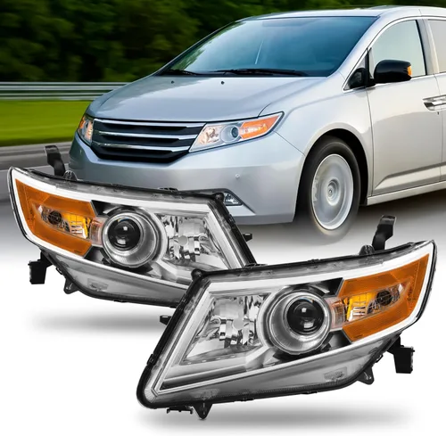 Vista 8 de AKKON - Compatible con faros delanteros halógenos tipo halógeno Honda Odyssey 11-17 2011-2017 con señal de giro secuencial de rayas LED, carcasa
