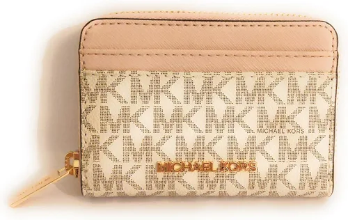 Vista 2 de Michael Kors Jet Set Travel - Funda para tarjetas con cierre medio vainilla rosa café rosa