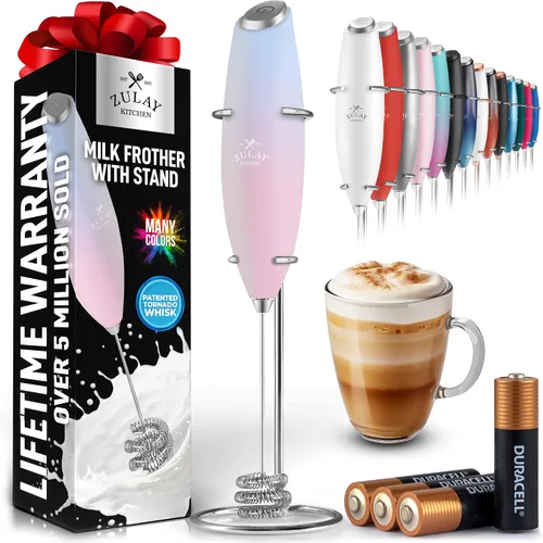 Vista 97 de Zulay Milk Boss Espumador de leche potente manual, hace espuma para latte, batidor para mezclar bebidas, café, miniespumador para capuchino, frappé