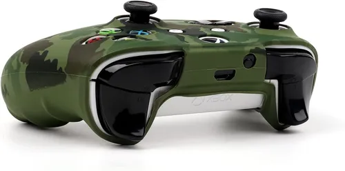 Vista 6 de RALAN Funda protectora de silicona antideslizante compatible con Xbox One SX con 12 empuñaduras de pulgar moradas