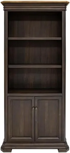 Vista 5 de Librería ejecutiva con puertas de madera ligeramente envejecida totalmente montada marrón