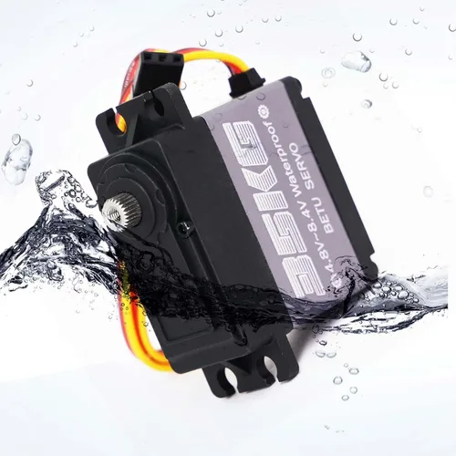 Vista 3 de POHFP Servo, servo de engranajes de acero inoxidable, servo de dirección compatible con 1/6,1/8, 1/10, 1/12 RC coche/robot/barco