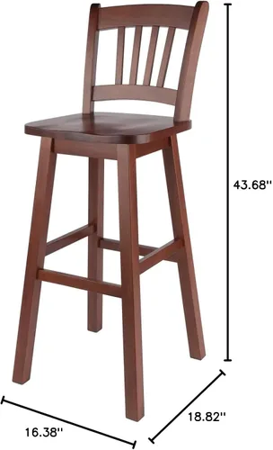 Vista 2 de Winsome Fina Taburete giratorio para bar, 30 pulgadas de altura, madera maciza, acabado de nogal