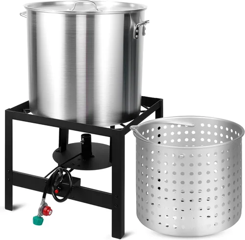 Vista 7 de OT1808-LID-Freidora de Propano con Olla Profunda Cuadrada de 18Qt – Cesta Colador de Aluminio de Alta Calidad para Freír Pescado, Olla para Mariscos
