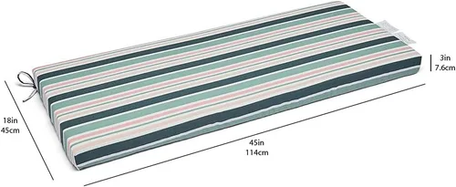 Vista 5 de Amazon Basics - Cojín para banco de patio exterior, 45 x 18 x 3 pulgadas, color rosa, estilo rayas verdes