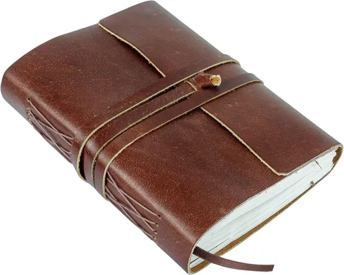 Vista 11 de KomalC Cuaderno de cuero hecho a mano 7x5 pulgadas Cuaderno vintage azul con papel en blanco sin renglones Diario de viaje antiguo, cuaderno