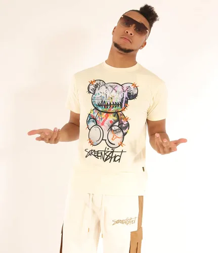 Vista 2 de SCREENSHOT Hip-Hop NYC Streetwear - Camiseta de alta calidad para hombre, diseño de parche de carreras urbanas universitarias con bordado de alta