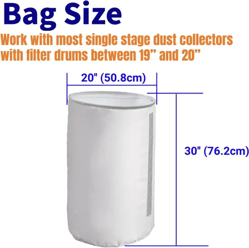 Vista 2 de Bolsa inferior para colector de polvo de 70 galones, bolsa de filtro inferior resistente de 30 micrones para herramientas de carpintería, 20