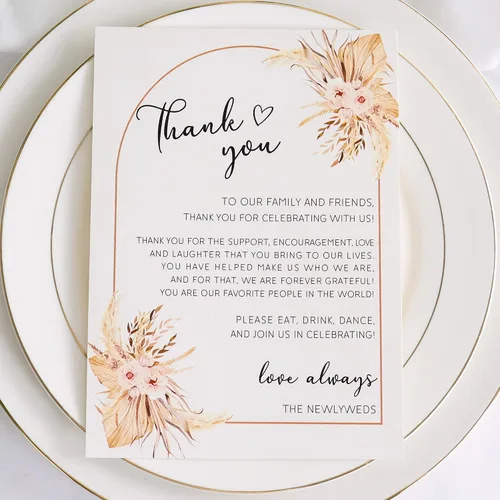 Vista 14 de HUIHUANG Tarjetas de agradecimiento de boda, 50 tarjetas de lugar para colocar la mesa, tarjetas de lugar para recuerdos de boda, recepciones Floral