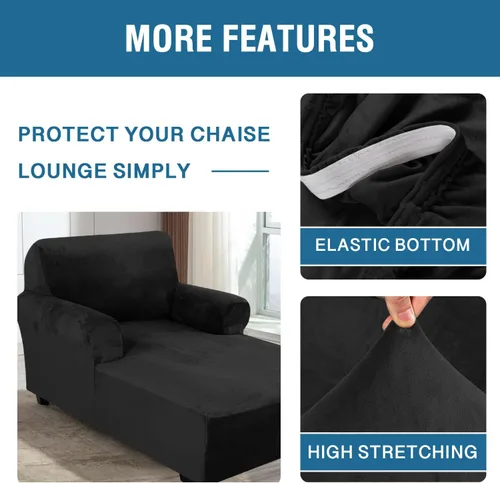 Vista 5 de H.VERSAILTEX Funda de Chaise Lounge de Terciopelo de Alta Elasticidad Funda de Silla Chaise para Sala de Estar Fundas Suaves para Chaise con Brazos