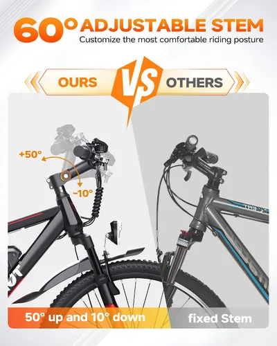 Vista 5 de Totem Bicicleta Eléctrica para Adultos, 750W Pico 26" Bicicleta Eléctrica para Hombres Mujeres Adolescentes con Batería 375WH, 21 Velocidades 20Mph