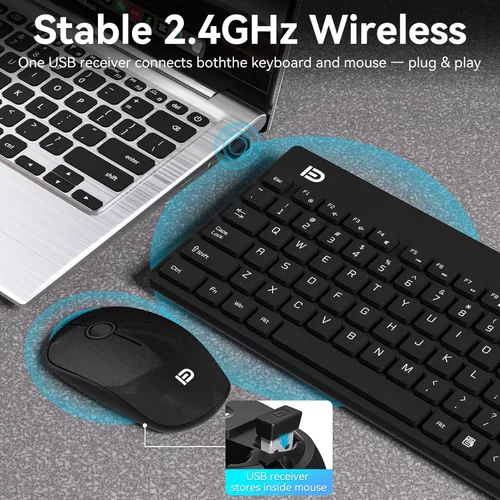 Vista 2 de Mango Era - Combo de teclado y mouse inalámbricos compactos, mini teclado y mouse de viaje pequeños para laptop, juego de teclado inalámbrico USB