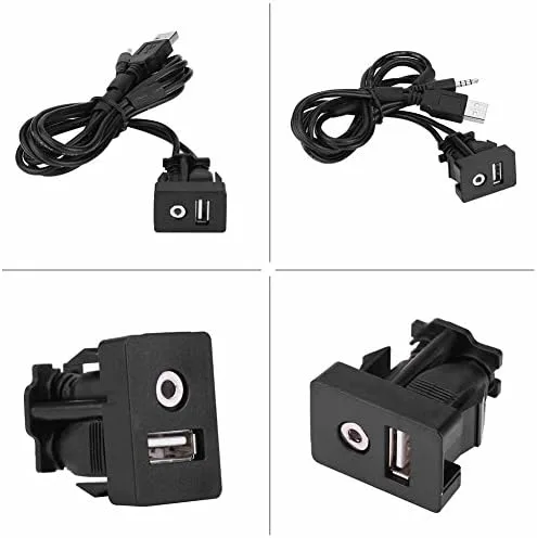 Vista 2 de Dilwe Soporte de extensión AUX, cable de montaje empotrado en panel USB para automóvil, barco y motocicleta