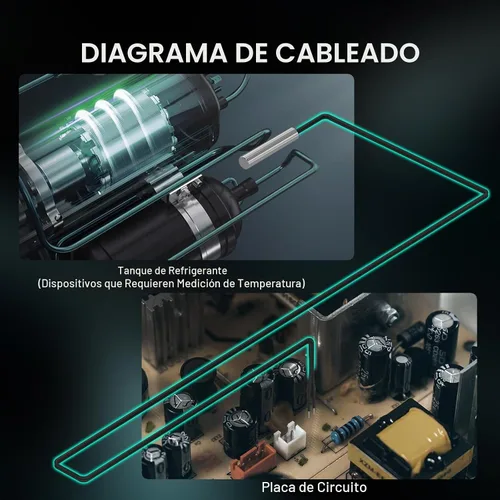 Vista 5 de DROK Sonda de sensor de temperatura de 10 K 3 piezas, sonda de temperatura NTC impermeable de acero inoxidable de 1 metro para varios dispensadores