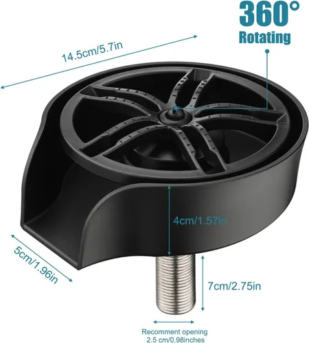Vista 6 de Enjuagadora de vidrio para fregadero de cocina, enjuague de vidrio con rociador extraíble, grifo giratorio de alta presión de 360°, enjuague
