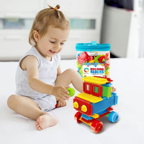 Vista 6 de Juguetes de construcción para bebés, 150pcs forma de cerda 3D bloques