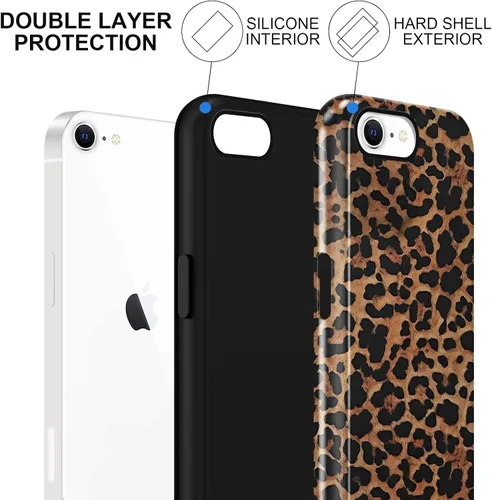 Vista 3 de Funda de teléfono con estampado de guepardo para iPhone 7/8/SE 2020/2022 de 4.7 pulgadas, funda de lujo con diseño de leopardo marrón coqueta a