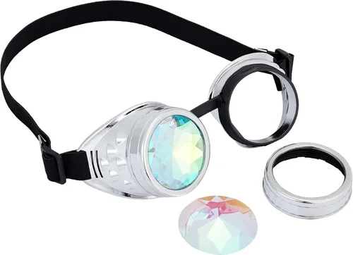 Vista 34 de Gafas caleidoscopio para raves trippy psicodélico steampunk con lentes de cristal de difracción de prisma arcoíris