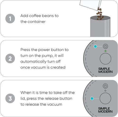 Vista 3 de Simple Modern Delta - Recipiente de café hermético al vacío con tecnología de sellado automático, recipiente de acero inoxidable forrado de cerámica