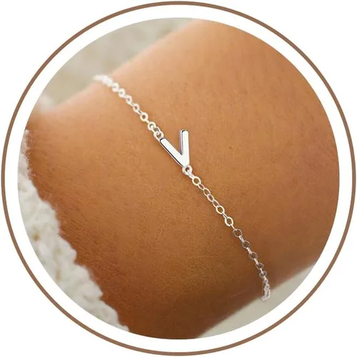 Vista 42 de Turandoss - Pulseras de oro con iniciales para mujeres y niñas - Joyería ideal para regalo - Pulsera chapada en plata u oro de 18 k con letras