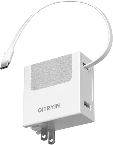 Vista 14 de Cargador de pared USB C de 40 W con cable retráctil integrado, bloque de carga rápida plegable 2 en 1, artículos esenciales de viaje compatible