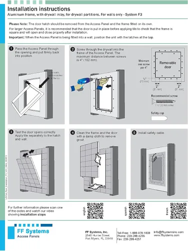 Vista 4 de System F3 - Panel de acceso Desmontable Aplicación de azulejos Paneles de yeso de 5/8 pulgadas (8" X 8")