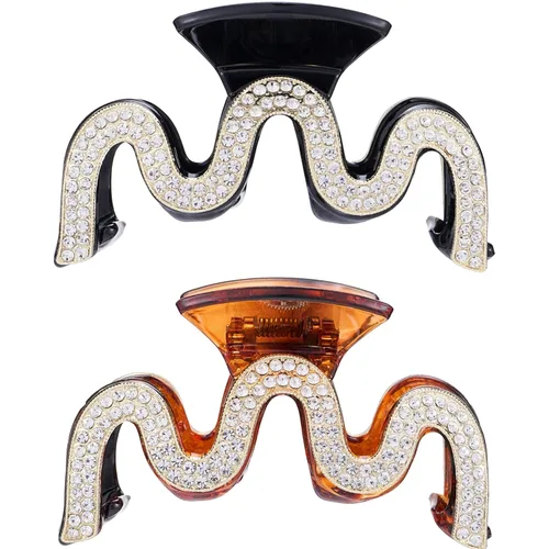 Vista 16 de Pinzas para el Cabello con Diamantes de Imitación, Textention Pinzas de Garra con Perlas de 3.4 Pulgadas para Cabello Grueso, Sujetadores de Estilo a