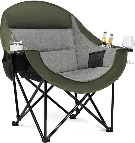 Vista 21 de Silla de camping de gran tamaño con calefacción, resistente, acolchada Negro (Allblack)