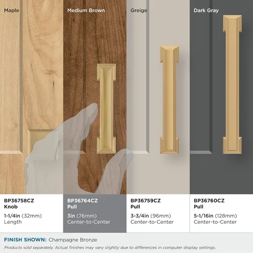 Vista 5 de Amerock Mango de gabinete Bronce champán 3 pulgadas (2.992 in) de centro a centro Appoint paquete de 1 unidad Jaladera de cajón Asa