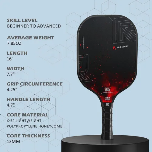Vista 8 de T-300 - Juego de 4 o 2 palas de pickleball de fibra de carbono, aprobadas por USAPA, textura de giro, control y potencia equilibrados, kit de inicio