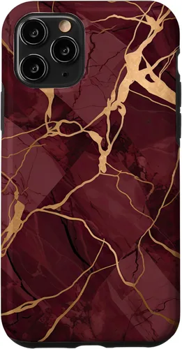 Vista 27 de iPhone 16 Burgundy and Yellow Metamorphic Pattern Case