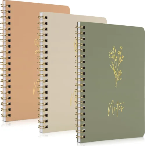 Vista 9 de ZICOTO Set de 3 Cuadernos de Espiral Estéticos para Mujeres - Lindo Diario/Cuaderno de 7x5 con Páginas Rayadas de Regla Universitaria - Suministros