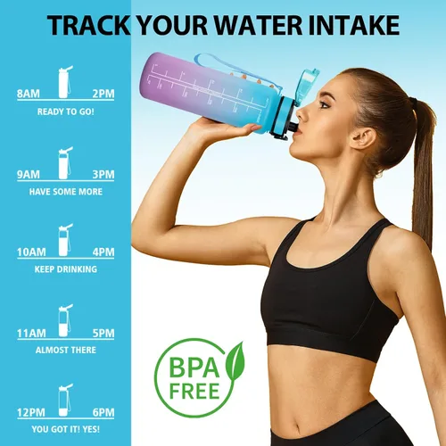 Vista 6 de Botella Agua, Motivacional 1.5 Litre, Cantimplora Gimnasio, Marcador de Tiempo, Botella de Agua, Reutilizable, Water Bottle para Escuela Camping