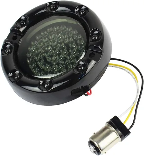Vista 4 de ZYTC 3 1/4 "LED intermitentes con luz corriente estilo bala frontal 1157 LED kit de señal de giro ámbar blanco para Harley Davidson caja negra