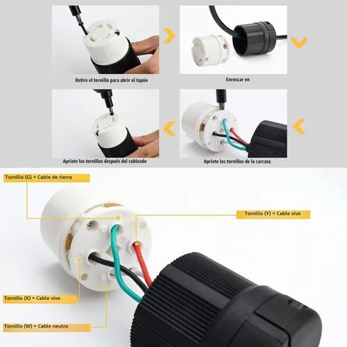 Vista 7 de STARELO 30Amp,Locking Plug/ Connector for Generator Set,NEMA L14-30P & L14-30C,125/250V 3 Pole 4 Wire Grounding Electrical Replacement Industrial