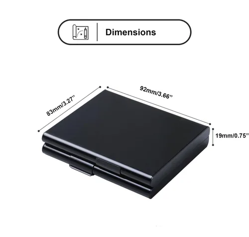 Vista 2 de VOVCIG Estuche de cigarrillos, soporte de metal para 20 cigarrillos King regular y delgado, caja de cigarrillos para hombres y mujeres (negro)