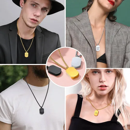 Vista 52 de FindChic Collares personalizados con urna para cenizas, barra vertical, gato, luna, reloj de arena, garra de perro, acero inoxidable, chapado en oro