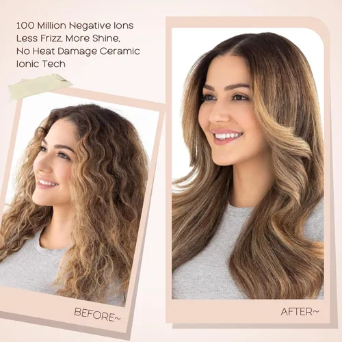 Vista 4 de Hair Trends Secador de cepillo redondo de barril de 1.5 pulgadas (2.8 pulgadas más cerdas), secador volumizador iónico negativo de un paso, cepillo