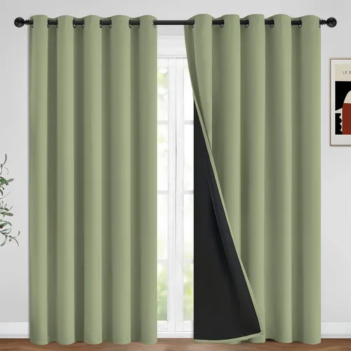 Vista 102 de Yakamok Cortinas negras, cortinas de ventana con aislamiento térmico y eficiencia energética para dormitorio, cortinas opacas completas y cortinas