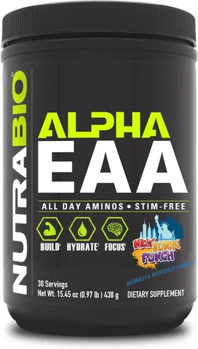 Vista 15 de NutraBio Alpha EAA - Aminoácidos de Todo el Día para el Crecimiento Muscular e Hidratación - Aminoácidos Esenciales con Nootrópicos y Adaptógenos