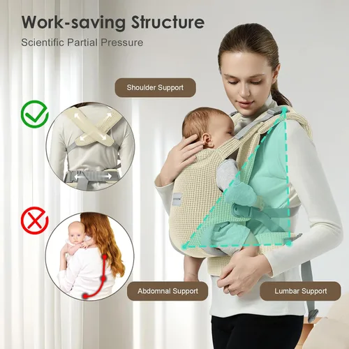 Vista 6 de MISSWISDOM Portabebés para recién nacidos a niños pequeños, fácil ajustable para niños de 7 a 30 libras, portabebés, portabebés, portabebés, tela