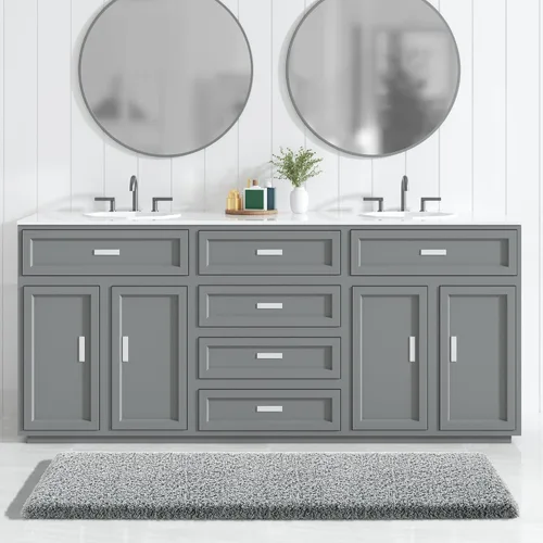 Vista 73 de Yimobra Alfombras de baño en negro y blanco antideslizantes lavables, tapetes de baño ultra suaves y absorbentes de agua, alfombra de ducha suave