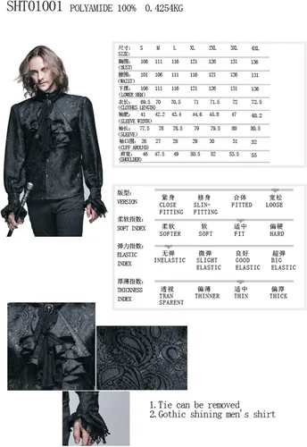 Vista 7 de Devil Fashion Steampunk hombre camisas gótico victoriano Shining esmoquin camisas blusas