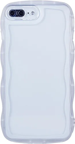 Vista 42 de Funda transparente compatible con iPhone 7 Plus/8 Plus, lindo marco ondulado de color sólido, transparente, de silicona suave, antiarañazos, a