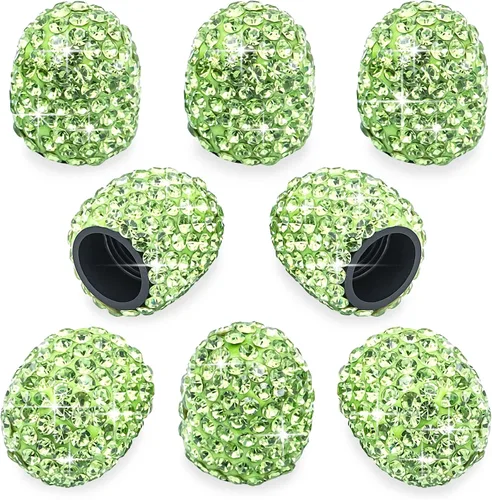 Vista 26 de 4 tapas de válvula de vástago de neumático de diamantes de cristal brillante, a prueba de polvo, tapas universales para válvulas de neumáticos