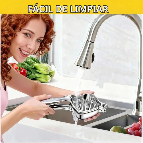 Vista 5 de Exprimidor de limón grande, exprimidor de limón de acero inoxidable, exprimidor manual para limón, cítricos, naranja, uva y lima