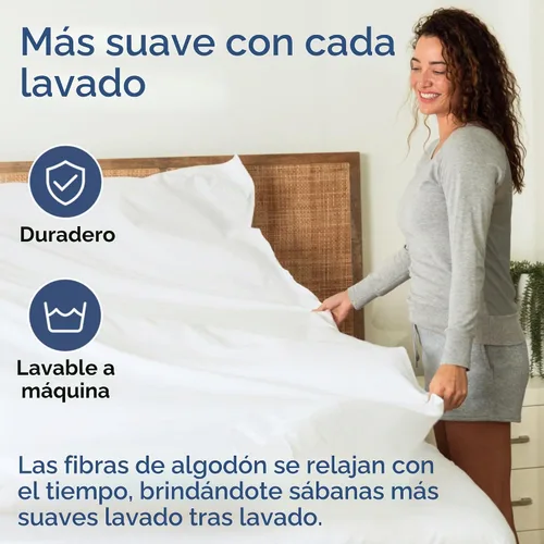 Vista 4 de Juego de sábanas de 4 piezas con bolsillos extra profundos de 400 hilos, 100% algodón, 4 piezas, transpirable y refrescante, juego de sábanas
