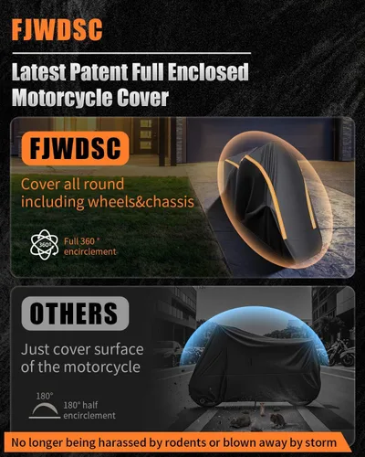 Vista 2 de Funda Completa para Motocicleta Impermeable para Almacenamiento Interior/Exterior, Funda Impermeable para Motocicleta Resistente con Tiras